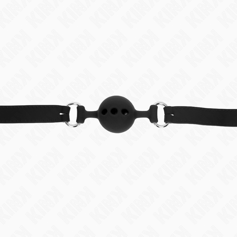 KINK - GAG 55 x 2 CM BAL 4 CM VOLLEDIGE SILICONEN MAAT S ZWART VERSTELBAAR 35-51 CM - afbeelding 5
