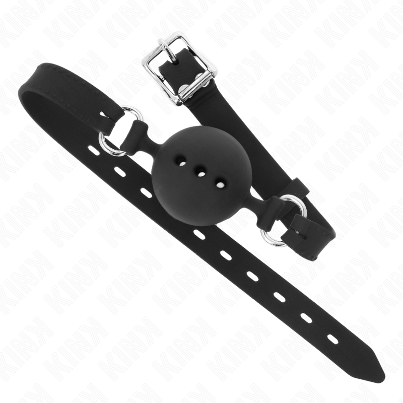 KINK - GAG 55 x 2 CM BAL 4,5 CM VOLLEDIGE SILICONEN MAAT M ZWART VERSTELBAAR 35-51 CM - afbeelding 3