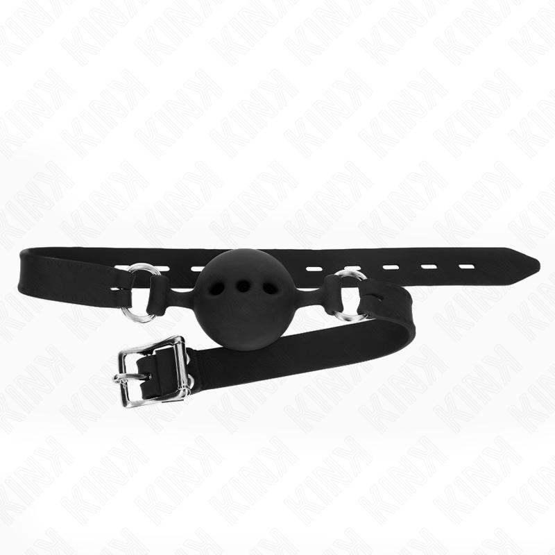 KINK - GAG 55 x 2 CM BAL 5 CM VOLLEDIGE SILICONEN MAAT L ZWART VERSTELBAAR 35-51 CM - afbeelding 2