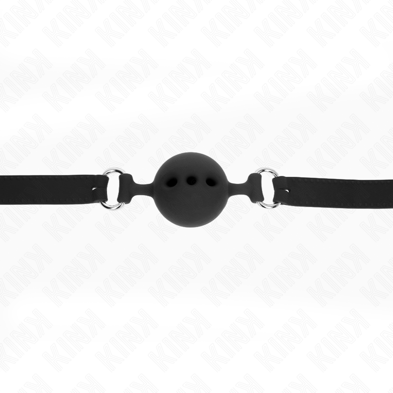 KINK - GAG 55 x 2 CM BAL 5 CM VOLLEDIGE SILICONEN MAAT L ZWART VERSTELBAAR 35-51 CM - afbeelding 4