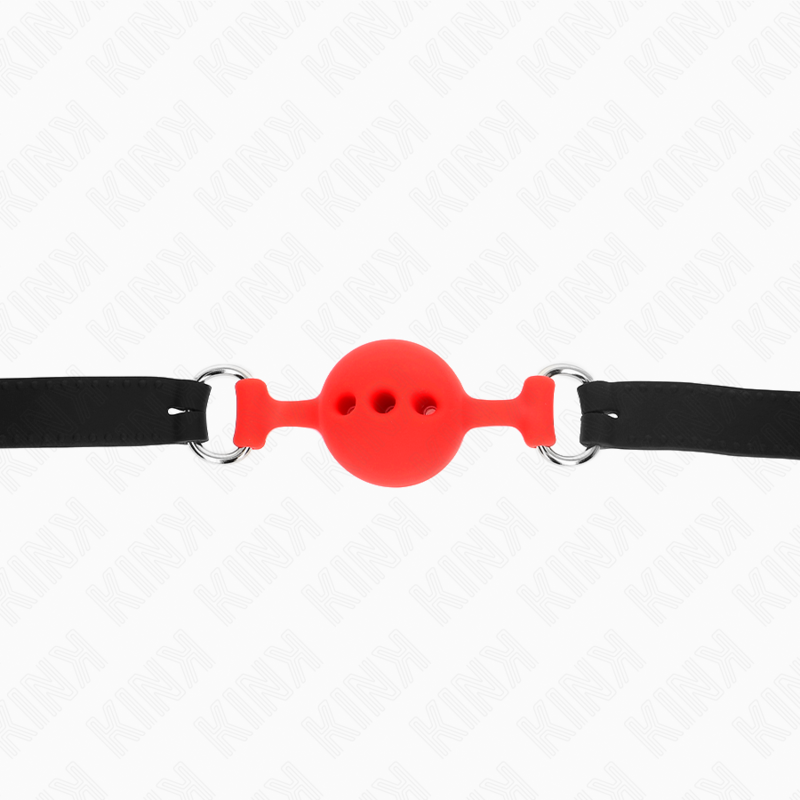 KINK - GAG 55 x 2 CM BAL 4 CM VOLLEDIGE SILICONEN MAAT S ROOD VERSTELBAAR 35-51 CM - afbeelding 5