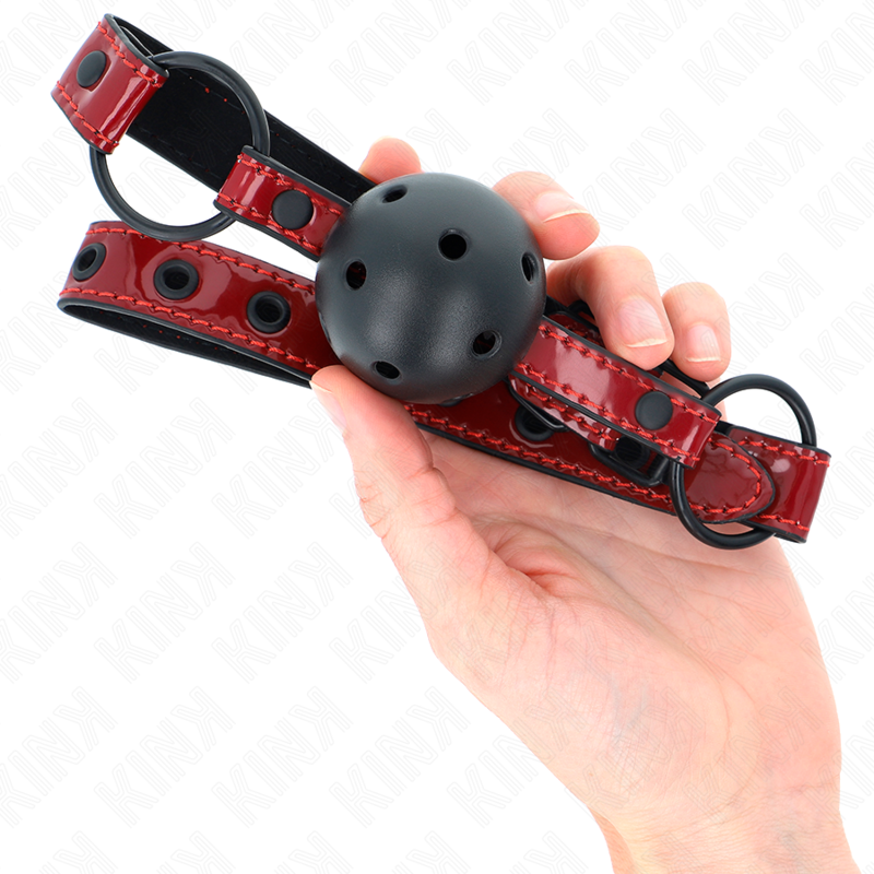 Kink - 4,5 cm Ball Gag In Glanzend Kunstleer 63,5 X 2 cm Verstelbaar 41 X 59 cm - afbeelding 4