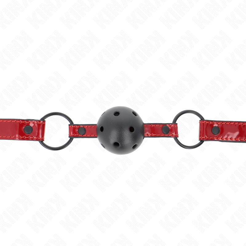 Kink - 4,5 cm Ball Gag In Glanzend Kunstleer 63,5 X 2 cm Verstelbaar 41 X 59 cm - afbeelding 3