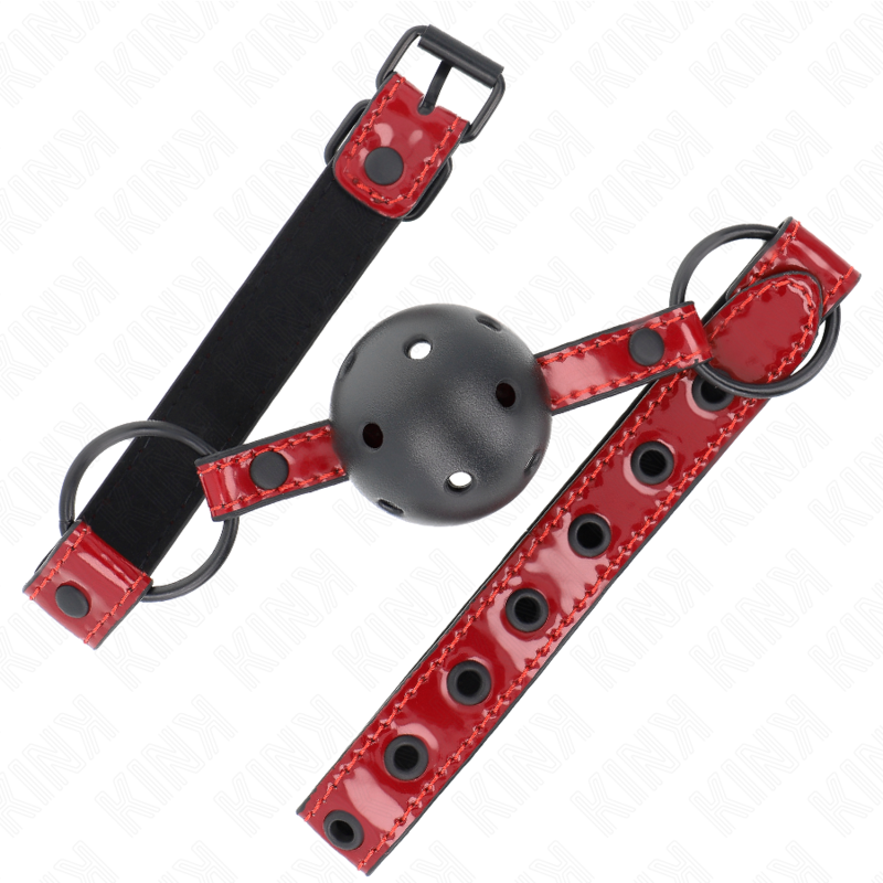 Kink - 4,5 cm Ball Gag In Glanzend Kunstleer 63,5 X 2 cm Verstelbaar 41 X 59 cm - afbeelding 2