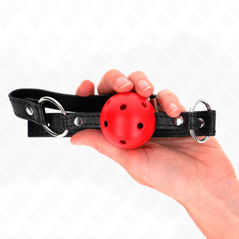Kink - 4,5 cm Rood Hard Holle Bal Gag Model 1 63,5 X 2 cm - afbeelding 3