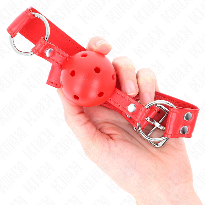 KINK - 4,5 CM HARDE HOLLE ROOD VOLLE BAL GAG 62 x 2 CM - afbeelding 4