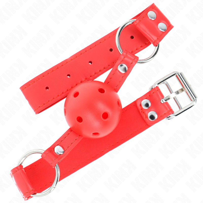 KINK - 4,5 CM HARDE HOLLE ROOD VOLLE BAL GAG 62 x 2 CM - afbeelding 2