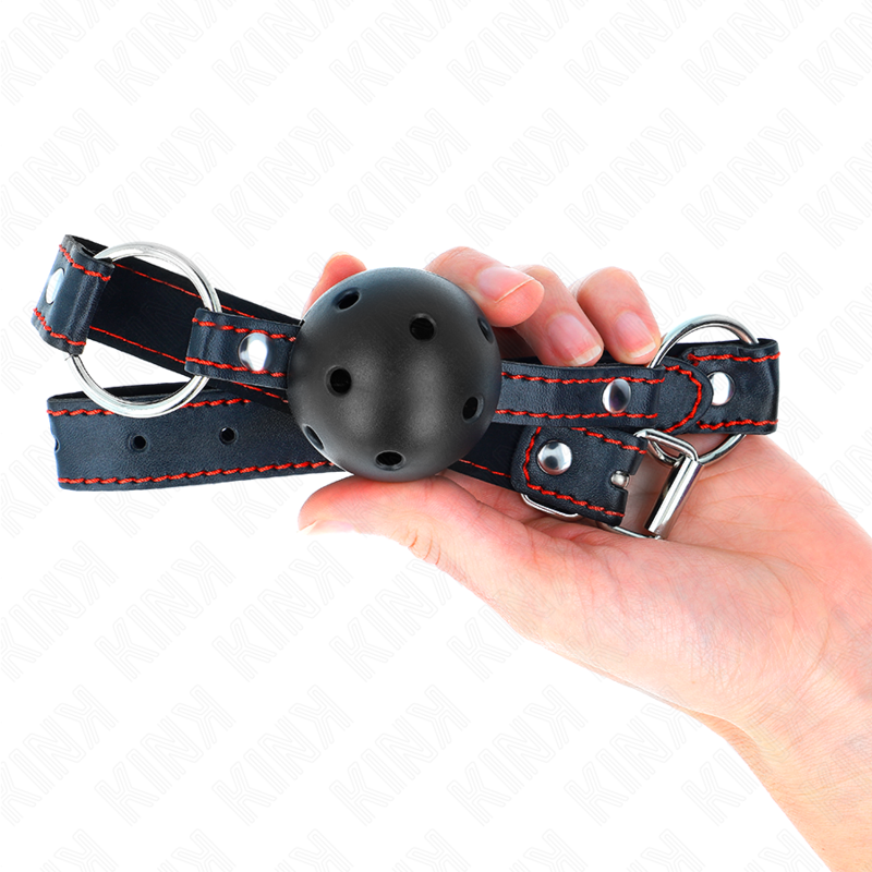 KINK - 4,5 CM ZWARTE HARDE HOLLE BAL GAG MODEL 2 65 x 2,5 CM - afbeelding 3