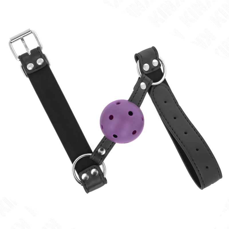 KINK - 4CM ADEMENDE BAL GAG MET DUBBELE KLINKNAGEL PAARS 62 x 2,5 CM VERSTELBAAR 42-58 CM - afbeelding 2