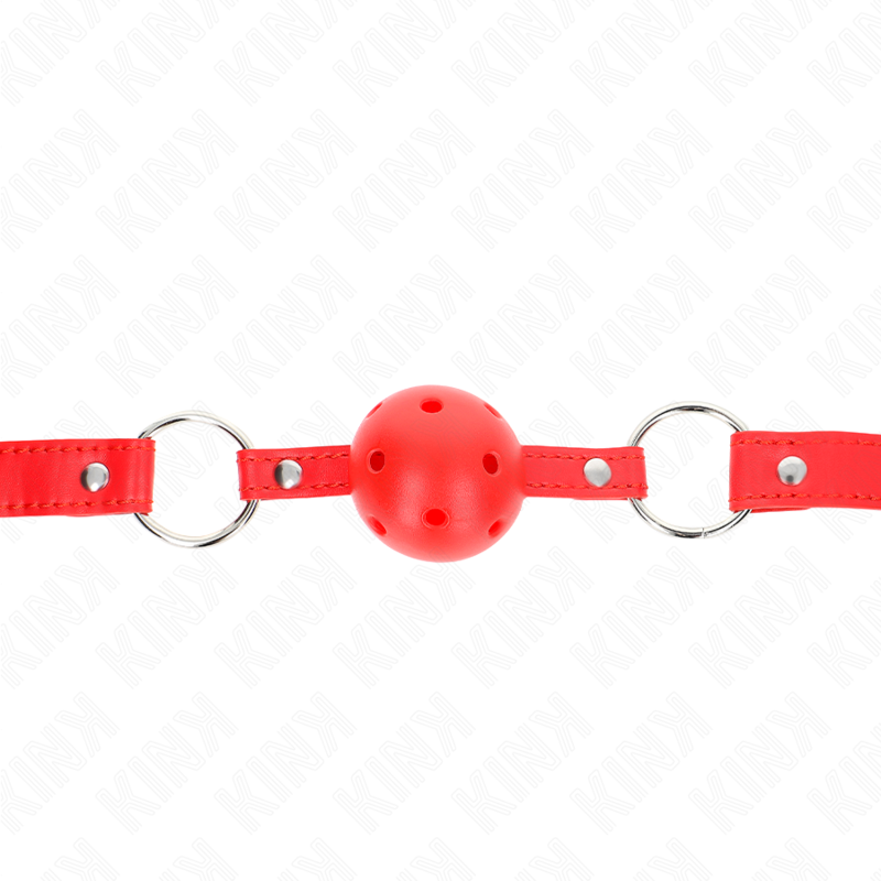 KINK - 4 CM ADEMENDE BALL GAG MET DUBBELE KLINKNAGEL MODEL 1 ROOD 62 x 2,5 CM VERSTELBAAR 42-58 CM