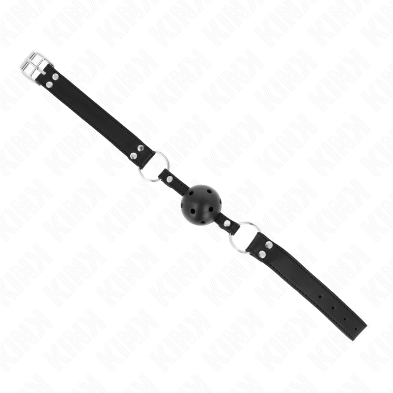 KINK - 4 CM ADEMENDE BALL GAG MET DUBBELE KLINKNAGEL MODEL 1 ZWART 62 x 2,5 CM VERSTELBAAR 42-58 CM - afbeelding 3