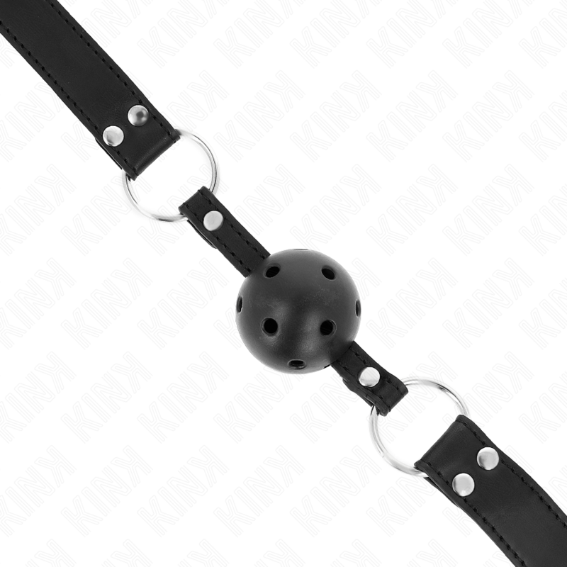 KINK - 4 CM ADEMENDE BALL GAG MET DUBBELE KLINKNAGEL MODEL 1 ZWART 62 x 2,5 CM VERSTELBAAR 42-58 CM - afbeelding 4