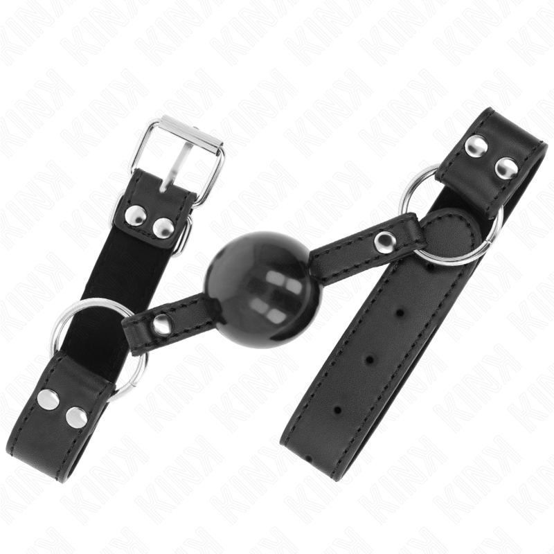 KINK - 4CM ZACHTE EN STEVIGE BALL GAG MET 62 x 2,5 CM VERSTELBARE LEDEREN BAND 42-58 CM - afbeelding 2