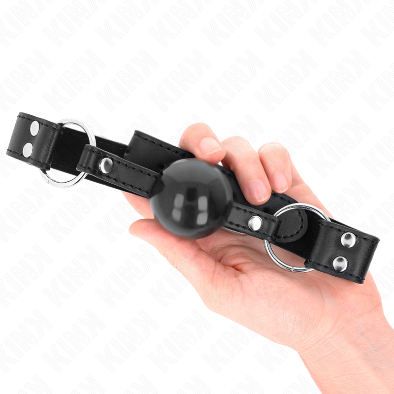 KINK - 4CM ZACHTE EN STEVIGE BALL GAG MET 62 x 2,5 CM VERSTELBARE LEDEREN BAND 42-58 CM - afbeelding 4