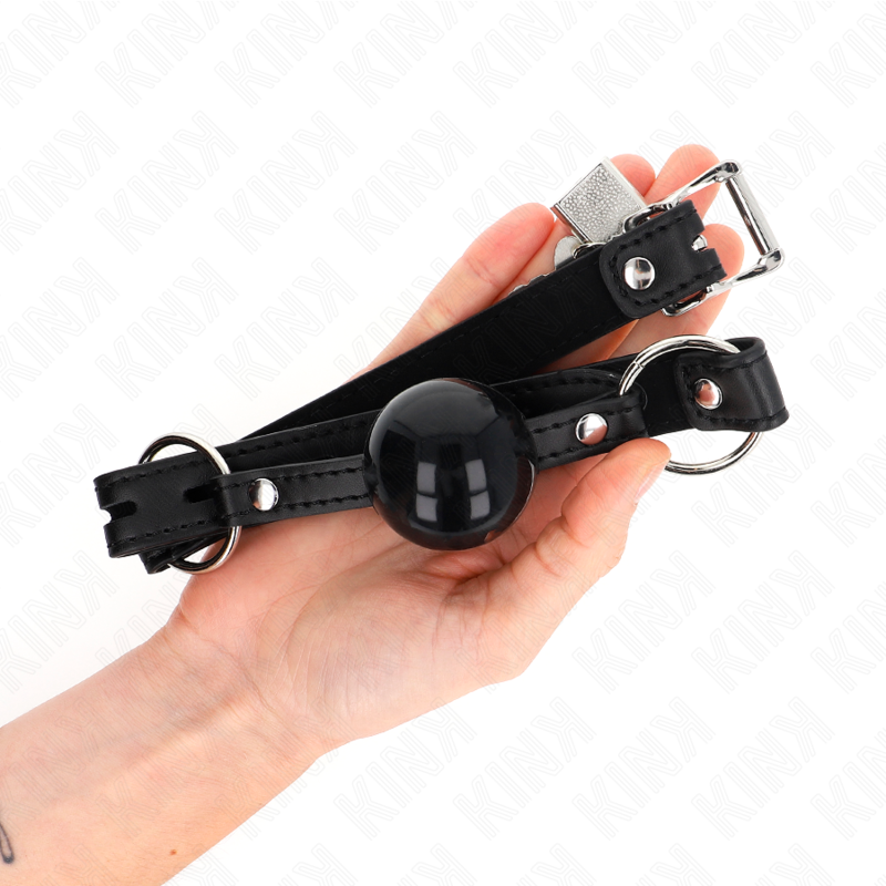 KINK - 4 CM TPE BALL GAG MET ZWART HANGSLOT 60 x 2 CM - afbeelding 3