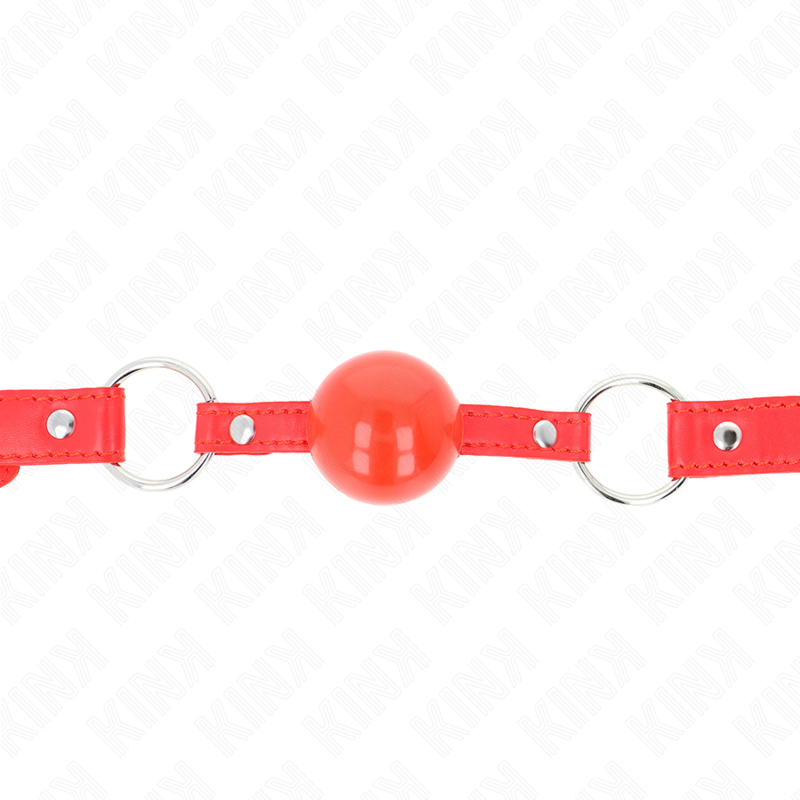 KINK - 4 CM TPE BALL GAG MET ROOD HANGSLOT 60 x 2 CM - afbeelding 3