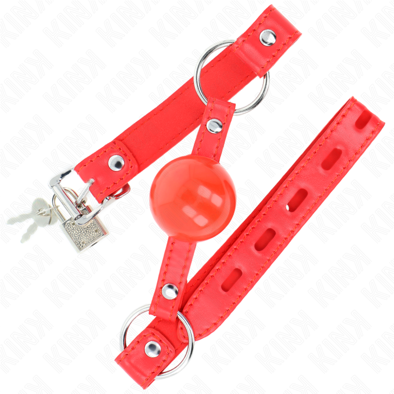 KINK - 4 CM TPE BALL GAG MET ROOD HANGSLOT 60 x 2 CM - afbeelding 2
