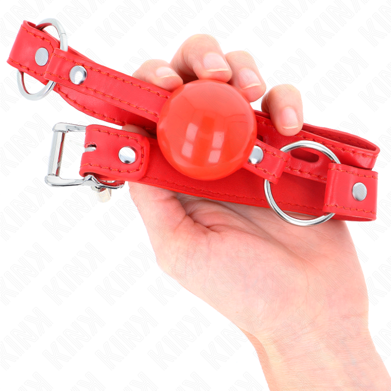 KINK - 4 CM TPE BALL GAG MET ROOD HANGSLOT 60 x 2 CM - afbeelding 4