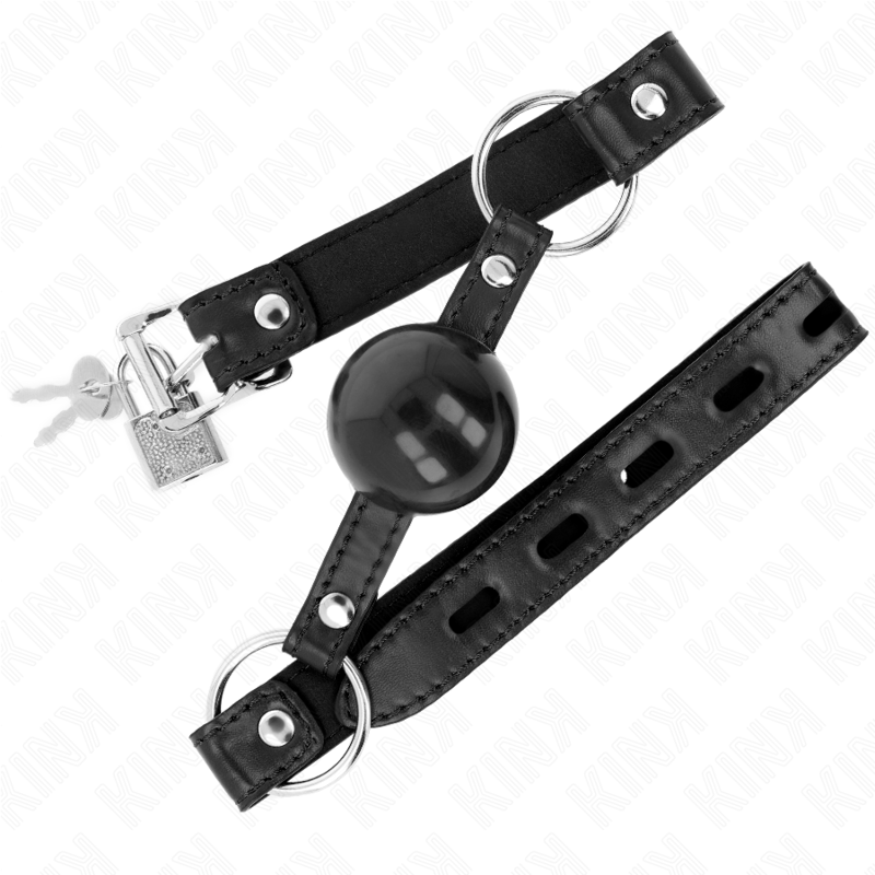 KINK - BALL GAG 4 CM ZWART TPE 60 x 2 CM - afbeelding 2