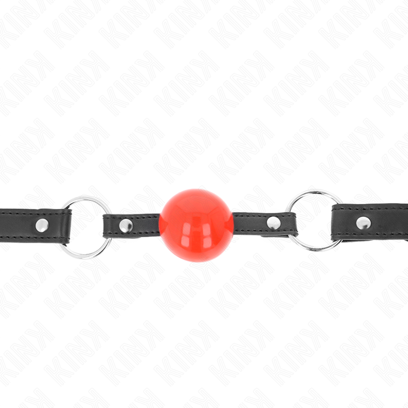 KINK - 4 CM BALL GAG MET RODE BALL HANGSLOT ZWARTE BAND 60 x 2 CM