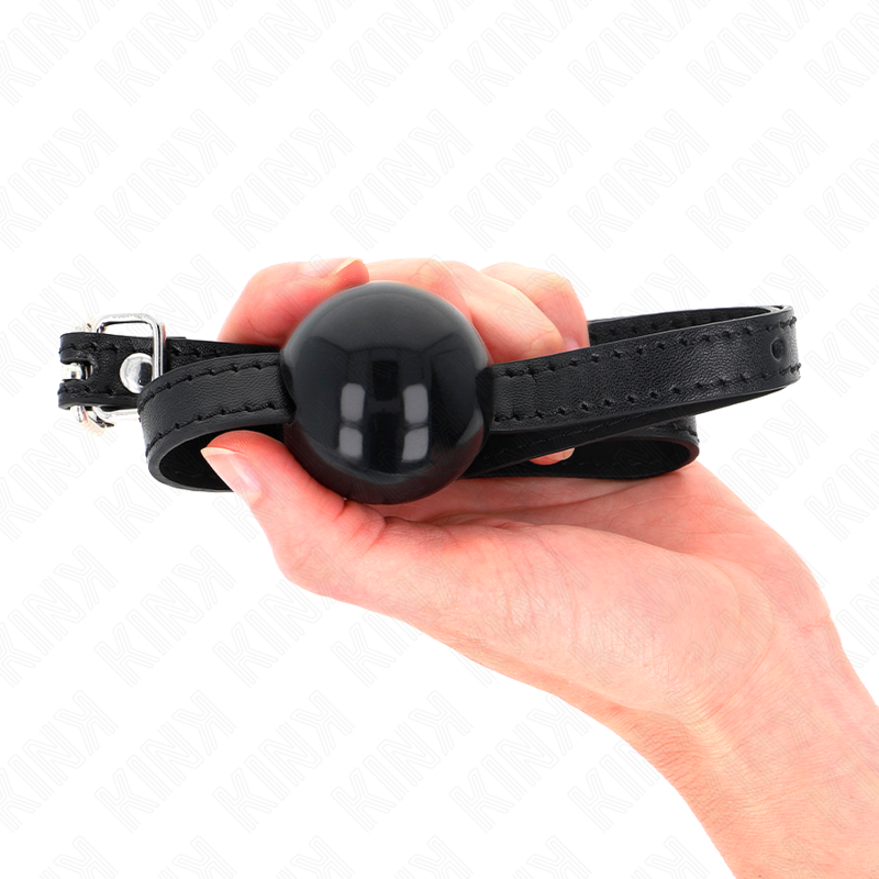 KINK - 4 CM MASSIEVE ENKELE ZWARTE BAL GAG 65 x 1,5 CM - afbeelding 4