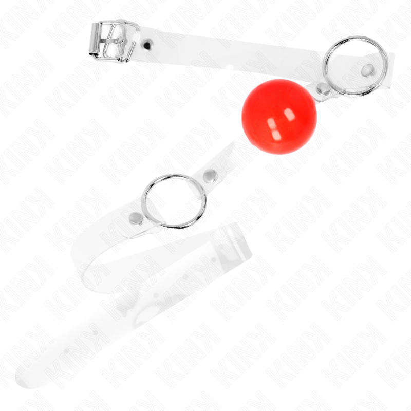 Kink - Verstelbare Doorzichtige PVC Rode Bal Gag - afbeelding 2