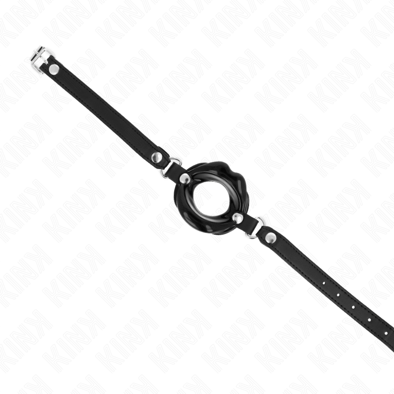 KINK - 8 CM LIP GAG MET ZWARTE LEDEREN BAND 63 x 2 CM VERSTELBAAR 39-58 CM - afbeelding 3