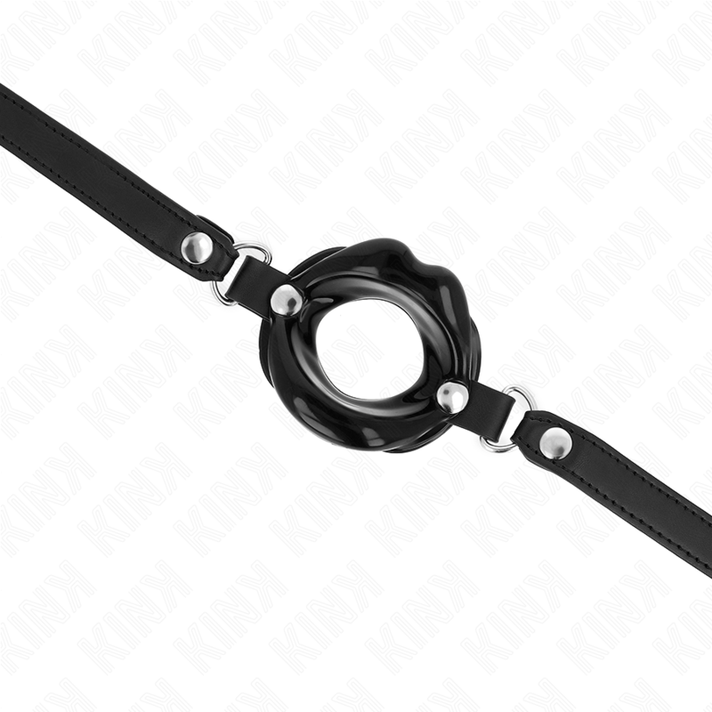 KINK - 8 CM LIP GAG MET ZWARTE LEDEREN BAND 63 x 2 CM VERSTELBAAR 39-58 CM - afbeelding 4