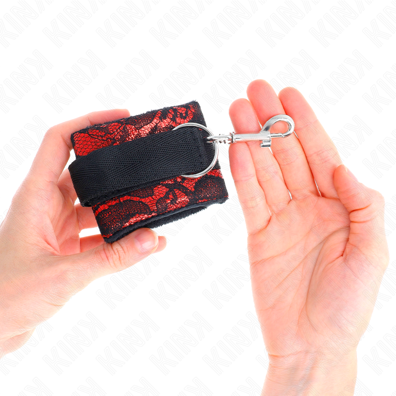 Kink - Korte Polsbandjes In Fluweelkant En Rood/Zwarte Nylonbinding 23 X 6,5 cm - afbeelding 4