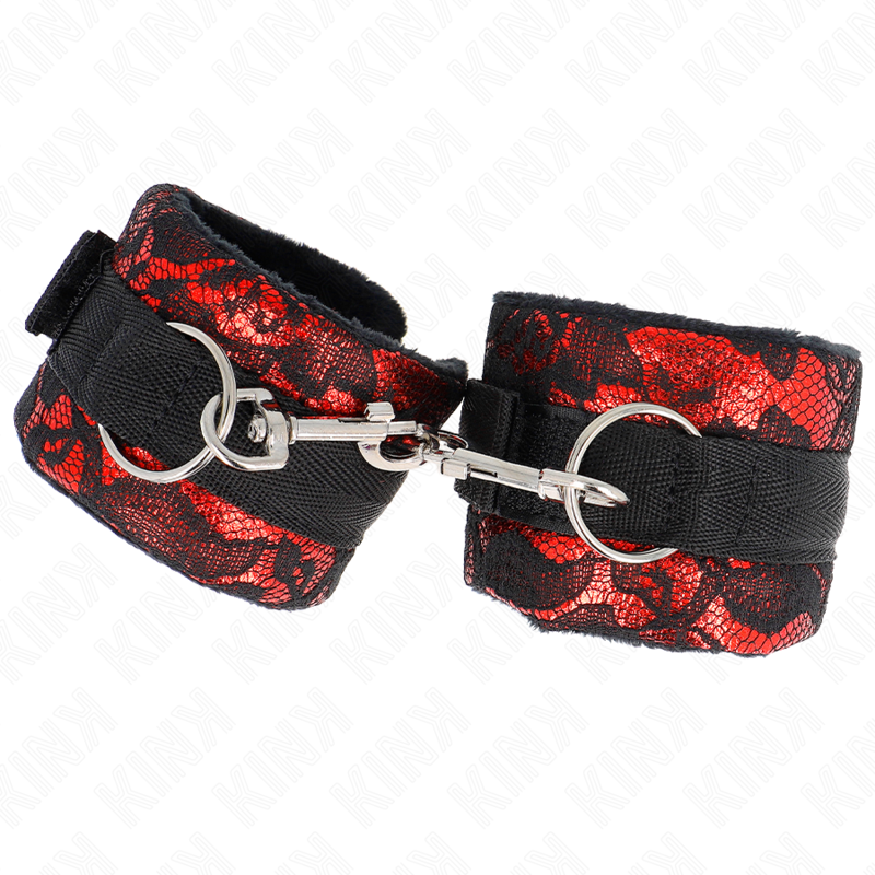 Kink - Korte Polsbandjes In Fluweelkant En Rood/Zwarte Nylonbinding 23 X 6,5 cm - afbeelding 3