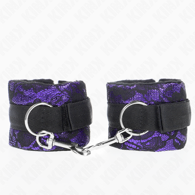 Kink - Korte Fluwelen Kanten Polsband Met Paars/Zwarte Nylon Bonding 23 X 6,5 cm - afbeelding 2