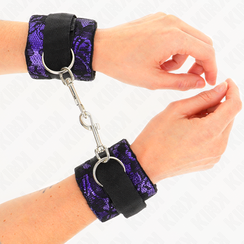 Kink - Korte Fluwelen Kanten Polsband Met Paars/Zwarte Nylon Bonding 23 X 6,5 cm