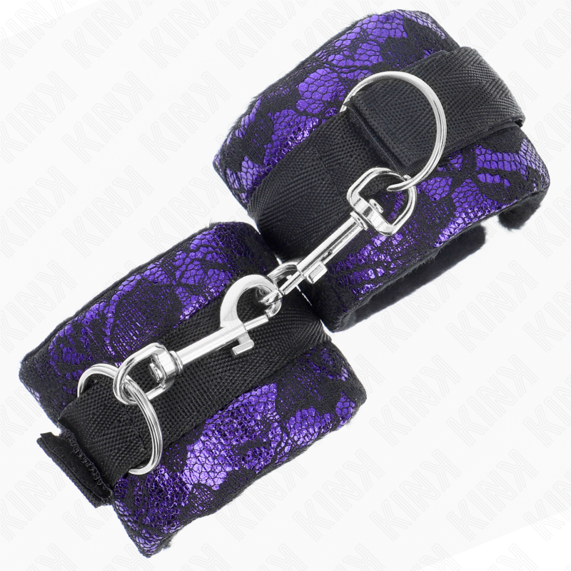 Kink - Korte Fluwelen Kanten Polsband Met Paars/Zwarte Nylon Bonding 23 X 6,5 cm - afbeelding 3