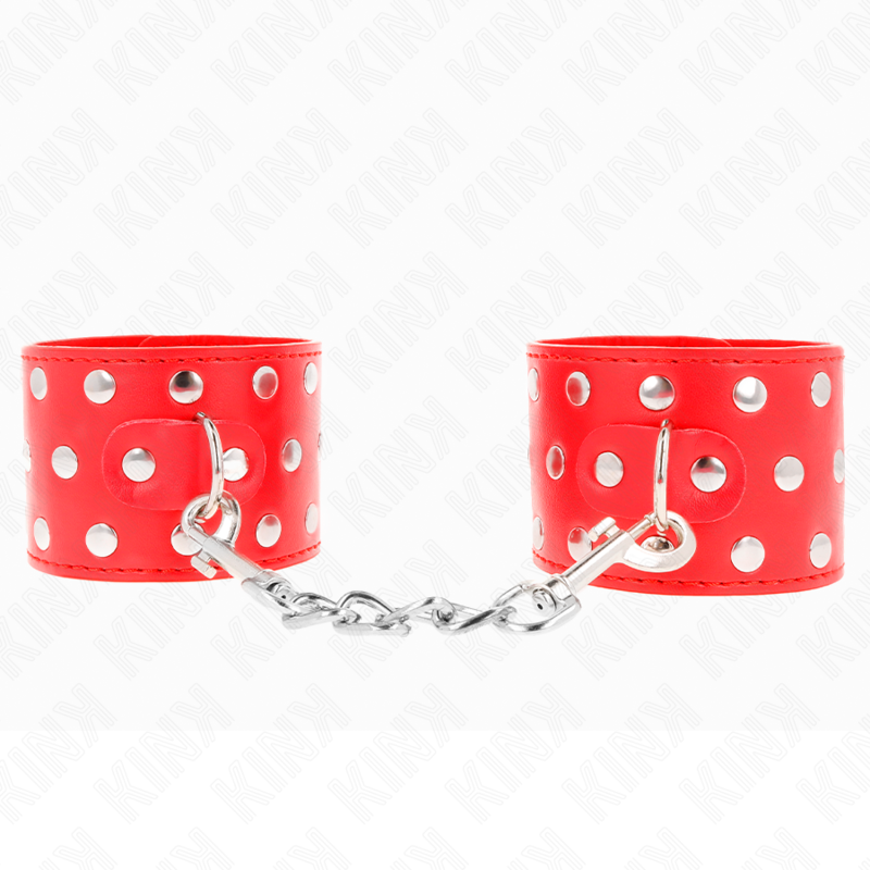 Kink - Verstelbare Polsbandjes Met Knoppen En Druksluiting Rood 19-24 cm X 5,5 cm - afbeelding 2