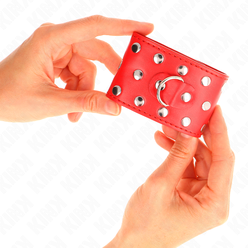 Kink - Verstelbare Polsbandjes Met Knoppen En Druksluiting Rood 19-24 cm X 5,5 cm - afbeelding 4