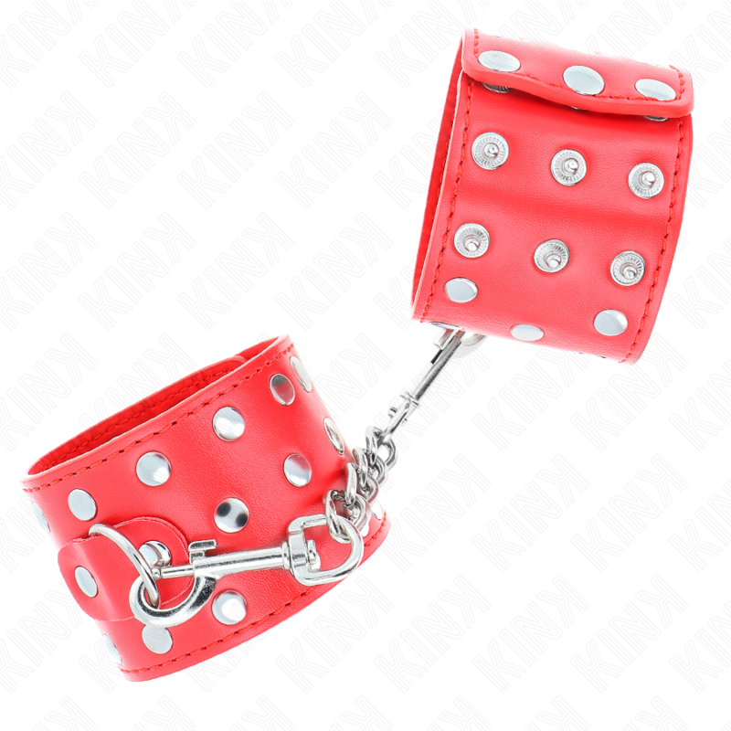 Kink - Verstelbare Polsbandjes Met Knoppen En Druksluiting Rood 19-24 cm X 5,5 cm - afbeelding 3