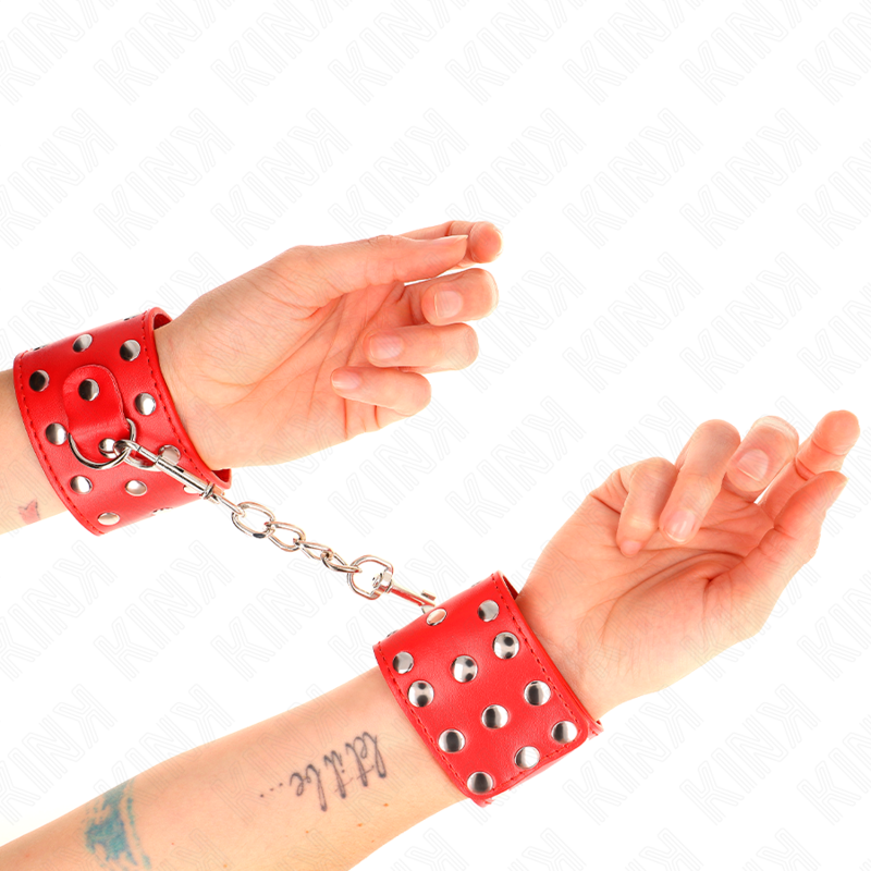 Kink - Verstelbare Polsbandjes Met Knoppen En Druksluiting Rood 19-24 cm X 5,5 cm
