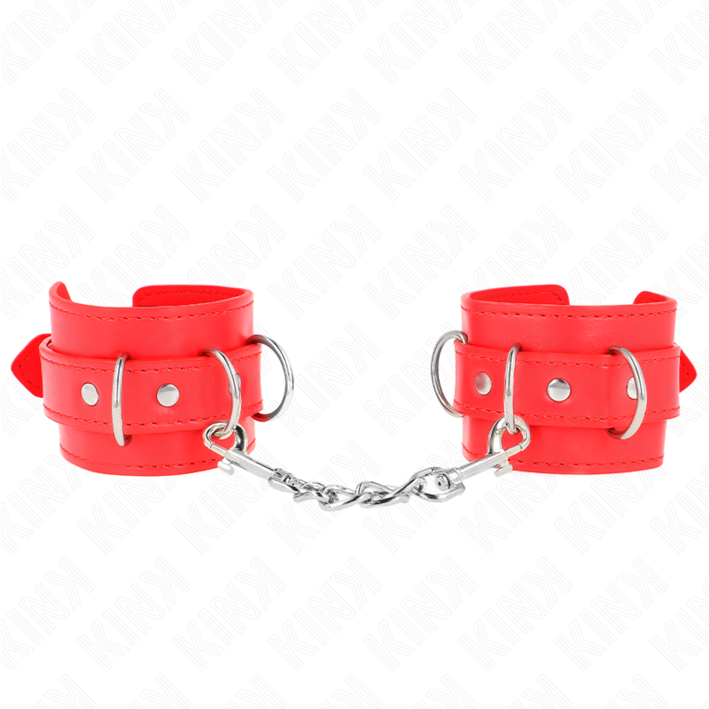 Kink - 3 D-Ring Verstelbare Polsbandjes Rood 17,5-25 cm X 6 cm - afbeelding 2