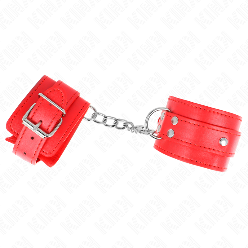 Kink - 3 D-Ring Verstelbare Polsbandjes Rood 17,5-25 cm X 6 cm - afbeelding 3