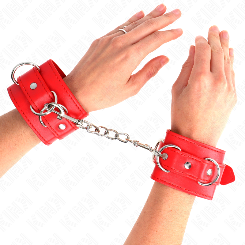 Kink - 3 D-Ring Verstelbare Polsbandjes Rood 17,5-25 cm X 6 cm