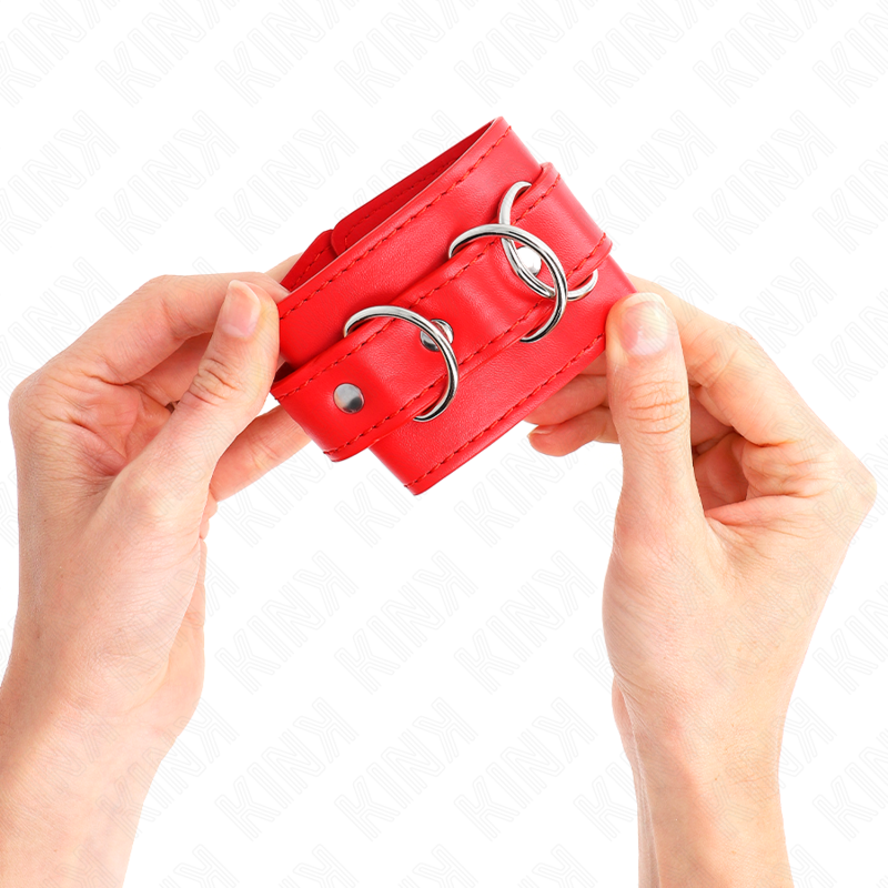 Kink - 3 D-Ring Verstelbare Polsbandjes Rood 17,5-25 cm X 6 cm - afbeelding 4