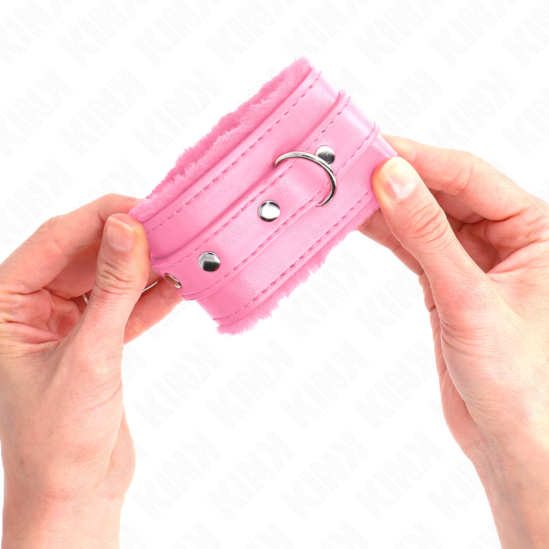 Kink - Premium Roze Gevoerde Polsbandjes Met Verstelbare Roze Band 17-29 cm X 6 cm - afbeelding 3