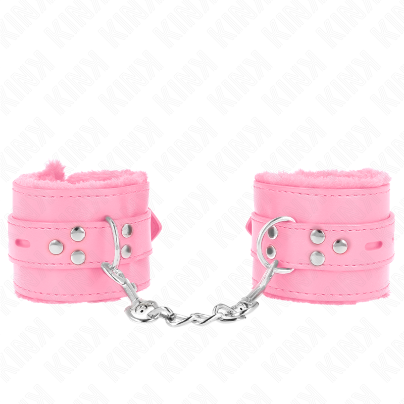 Kink - Roze Vierkante Gaten Gevoerde Polsbandjes En Verstelbare Roze Band 17-29 cm X 6 cm - afbeelding 2