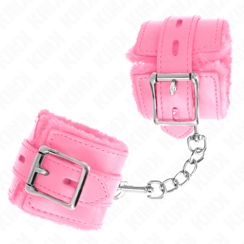 Kink - Roze Vierkante Gaten Gevoerde Polsbandjes En Verstelbare Roze Band 17-29 cm X 6 cm - afbeelding 3