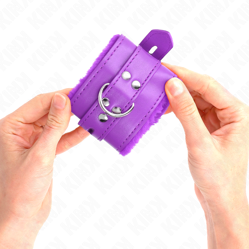 Kink - Polsbandjes Gevoerd Met Violette Vierkante Gaten En Verstelbare Violette Band 17-29 cm X 6 cm - afbeelding 4