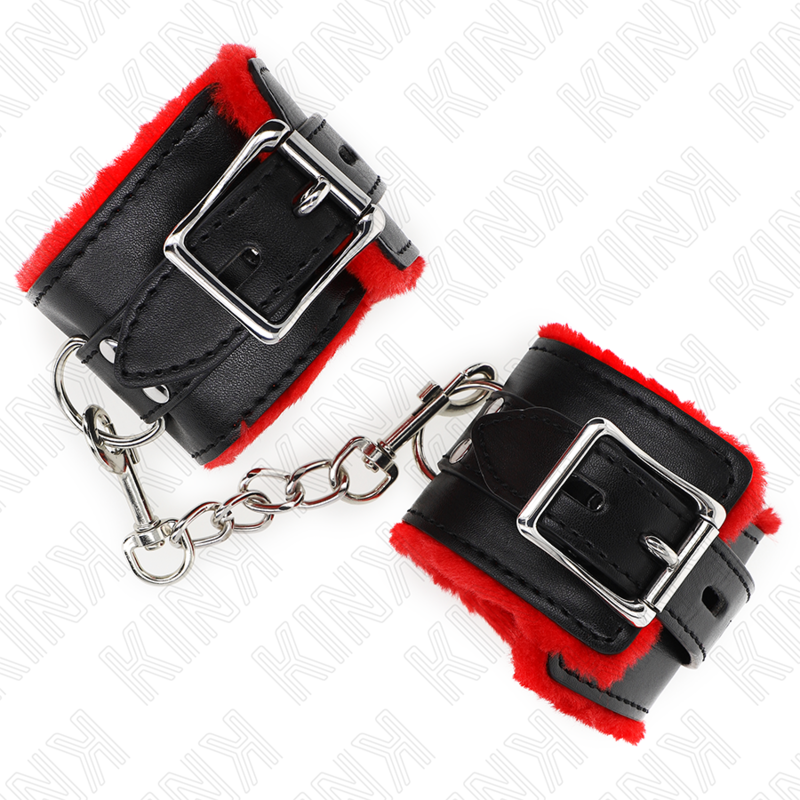 Kink - Polsbandjes Gevoerd Met Rode Vierkante Gaten En Verstelbare Zwarte Band 17-29 cm X 6 cm - afbeelding 4