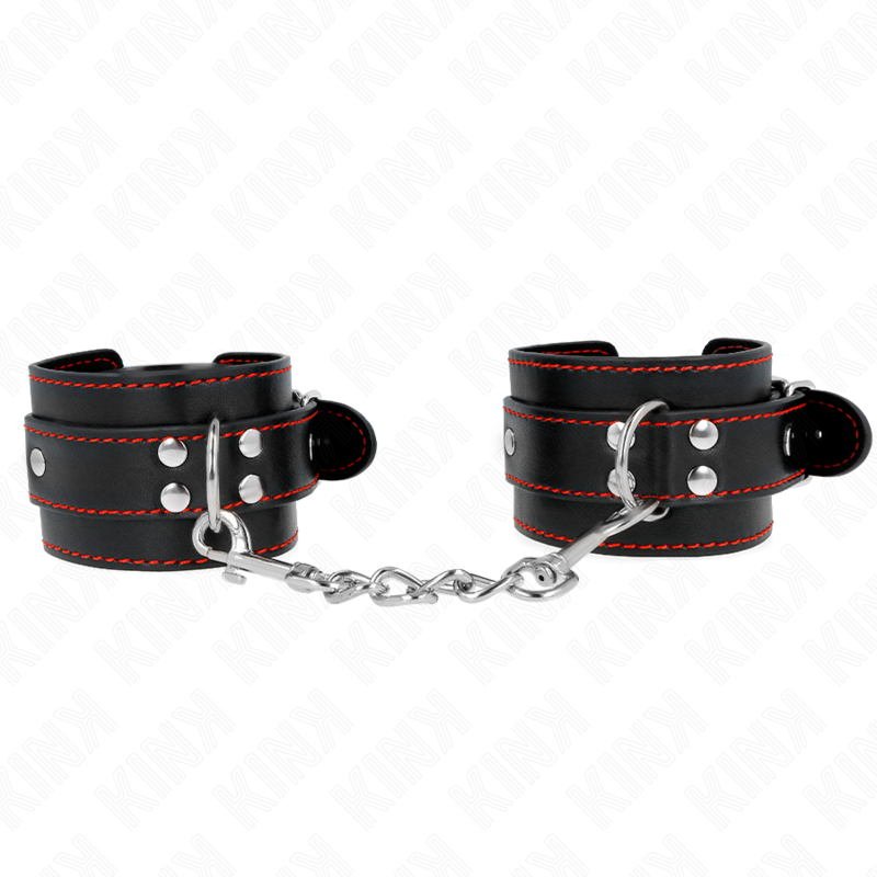 Kink - Zwarte Polsbandjes Met Rode Details Verstelbaar 20-28 cm X 5,5 cm - afbeelding 2
