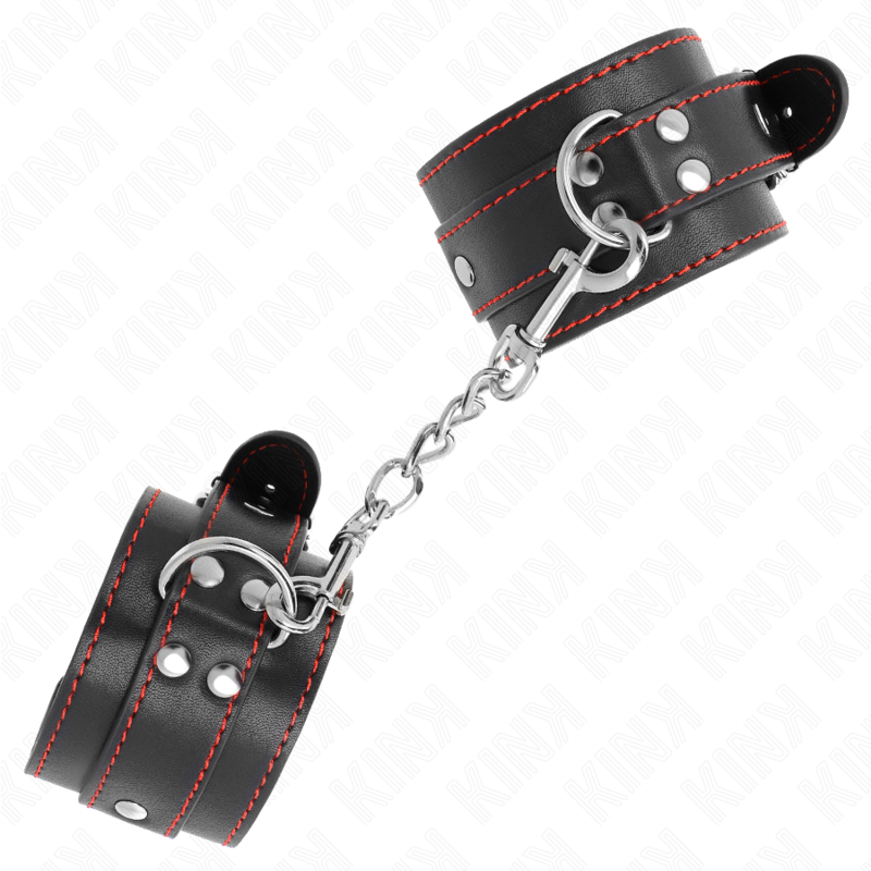 Kink - Zwarte Polsbandjes Met Rode Details Verstelbaar 20-28 cm X 5,5 cm - afbeelding 3