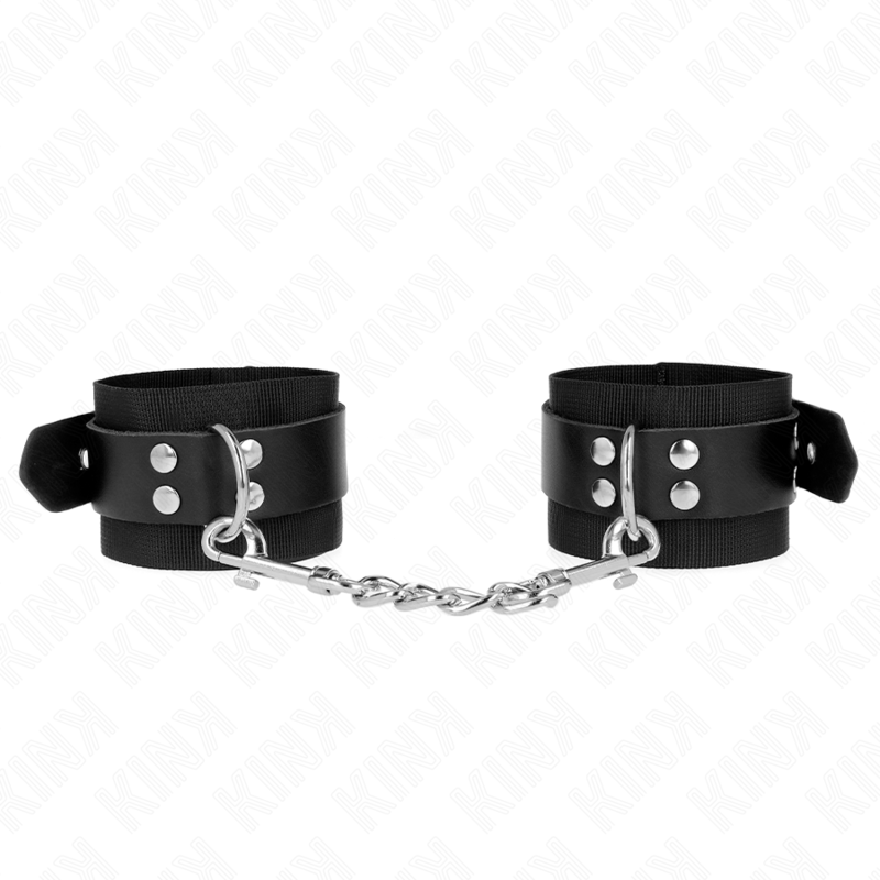 Kink - Zwarte Nylon Polsbandjes Met Verstelbare Zwarte Lederen Band 19-29 cm X 5,1 cm - afbeelding 2