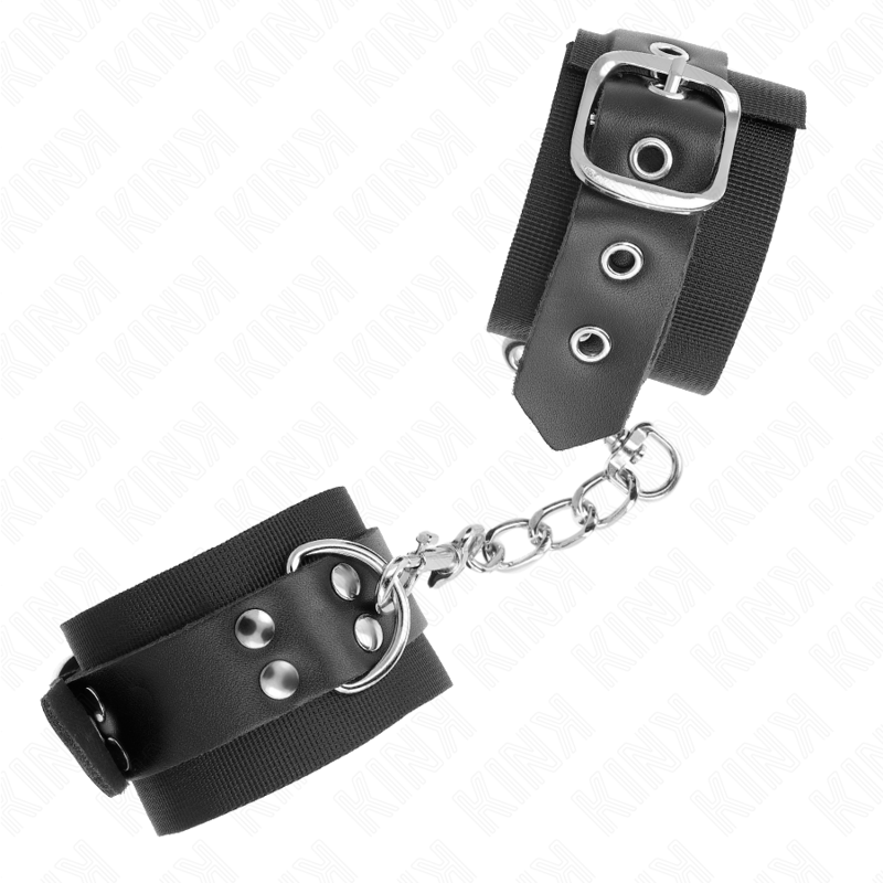 Kink - Zwarte Nylon Polsbandjes Met Verstelbare Zwarte Lederen Band 19-29 cm X 5,1 cm - afbeelding 3